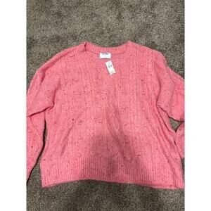 NWT Old Navy Plus Size Women's Pink Sweater Cable Knit Design 5% Wool Size 4X